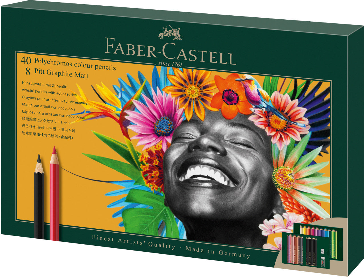 SET CADOU 40 CREIOANE COLORATE POLYCHROMOS + 8 CREIOANE GRAFIT MATT + ACCESORII FABER-CASTELL SET CADOU 40 CREIOANE COLORATE POLYCHROMOS + 8 CREIOANE GRAFIT MATT + ACCESORII FABER-CASTELL